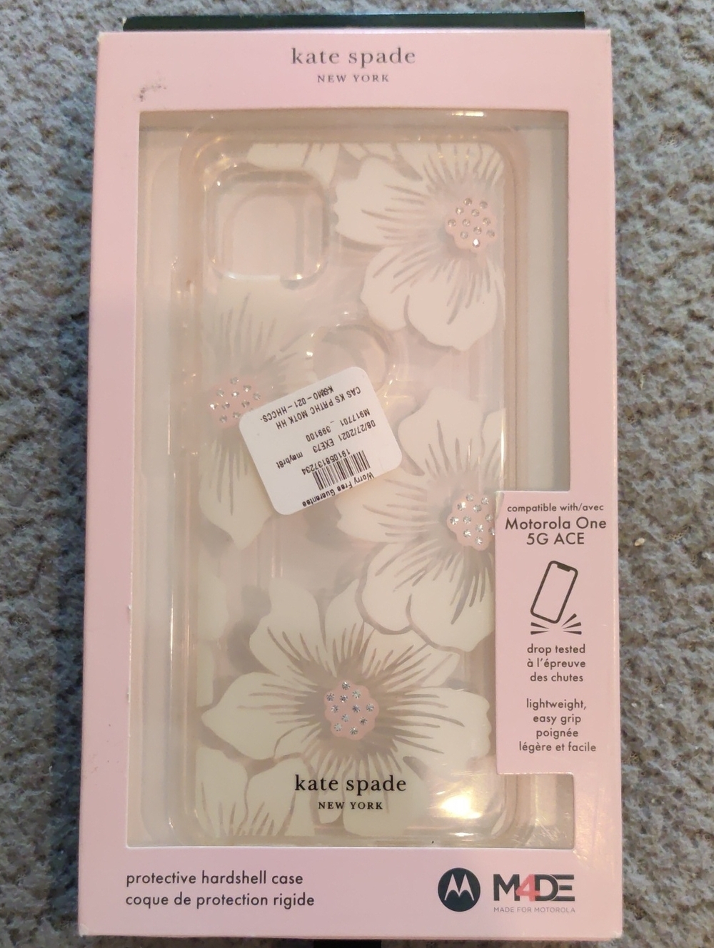 Kate Spade Pink Floral Hardshell Case for Motorola One 5G Ace